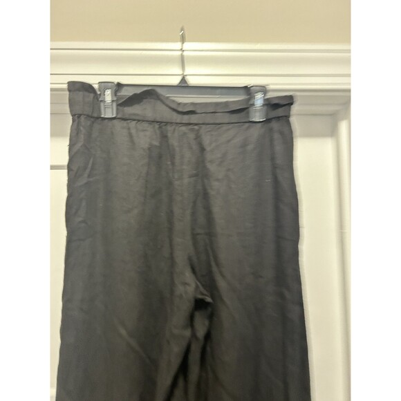 Ann Taylor Loft Women's Size Medium Pants Black Linen Blend Wide Leg Pull On - Picture 6 of 8